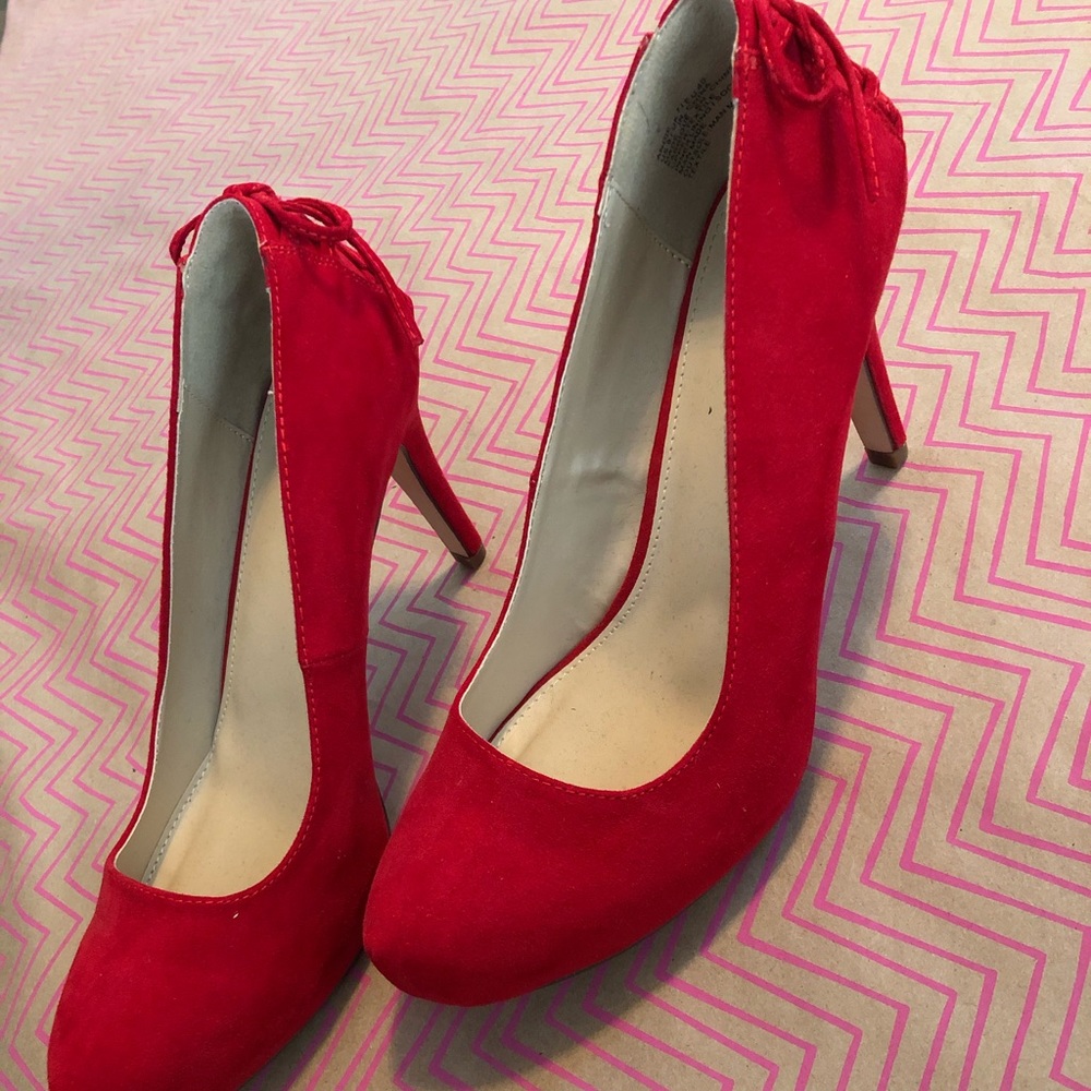 JustFab Red Lace-Back Heels